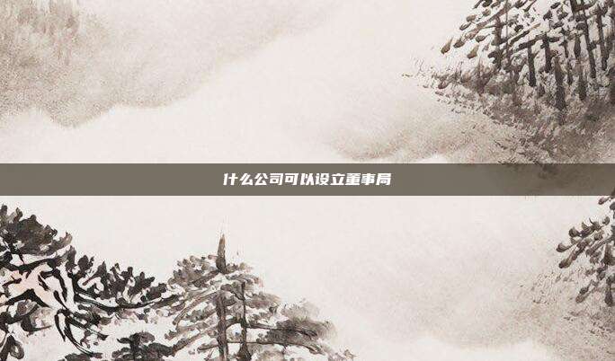 什么公司可以设立董事局
