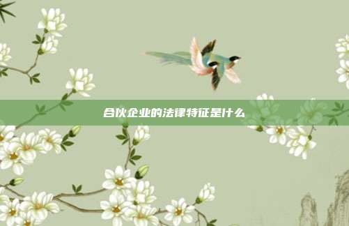 合伙企业的法律特征是什么