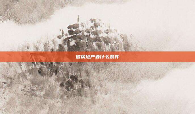 做房地产要什么条件
