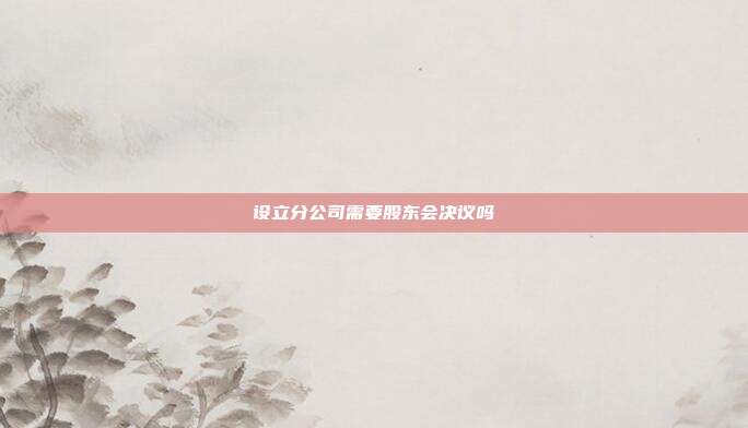 设立分公司需要股东会决议吗