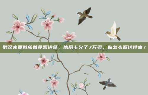 武汉夫妻做慈善免费送餐，信用卡欠了7万多，你怎么看这件事？