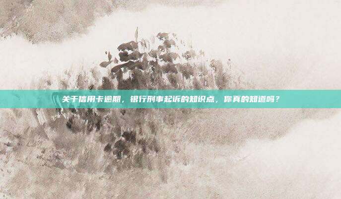 关于信用卡逾期，银行刑事起诉的知识点，你真的知道吗？