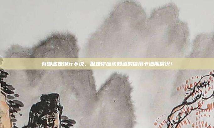 有哪些是银行不说，但是你应该知道的信用卡逾期常识！