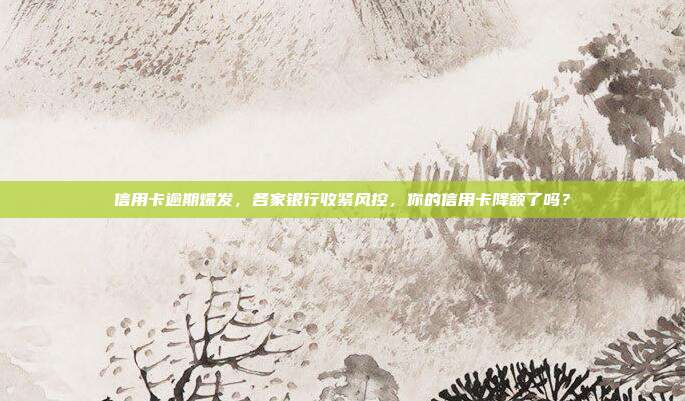 信用卡逾期爆发，各家银行收紧风控，你的信用卡降额了吗？