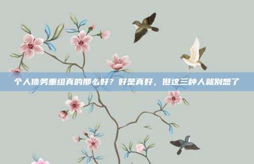 个人债务重组真的那么好？好是真好，但这三种人就别想了