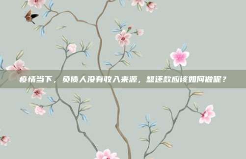 疫情当下，负债人没有收入来源，想还款应该如何做呢？