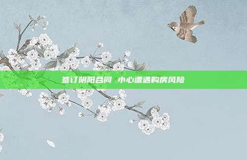 签订阴阳合同 小心遭遇购房风险