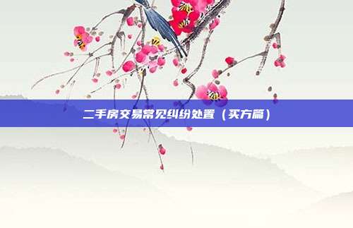 二手房交易常见纠纷处置(买方篇)