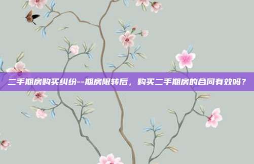 二手期房购买纠纷--期房限转后，购买二手期房的合同有效吗？