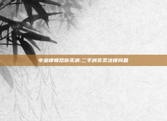 专业律师帮你买房:二手房买卖法律问题