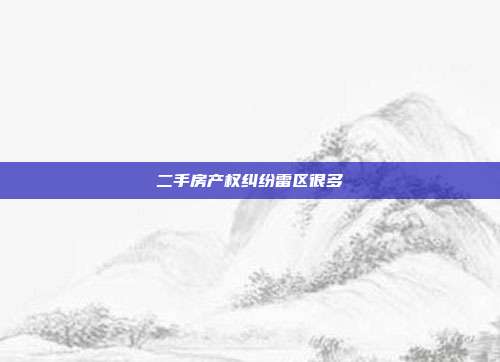 二手房产权纠纷雷区很多
