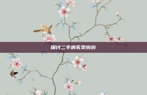 探讨二手房买卖纠纷