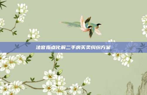 法官指点化解二手房买卖纠纷方案