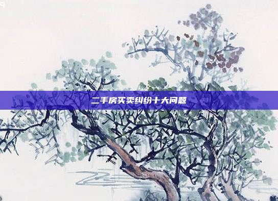 二手房买卖纠纷十大问题