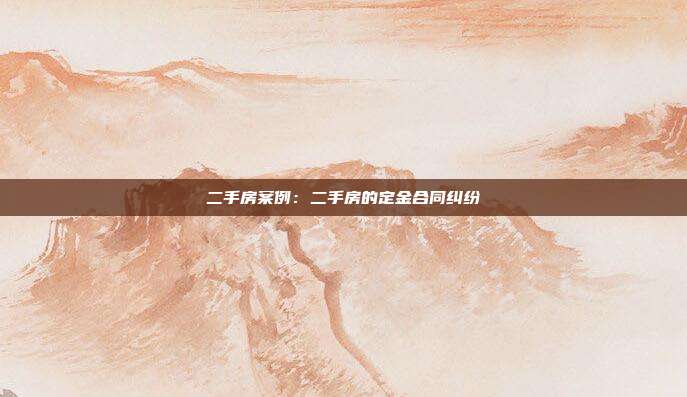 二手房案例:二手房的定金合同纠纷