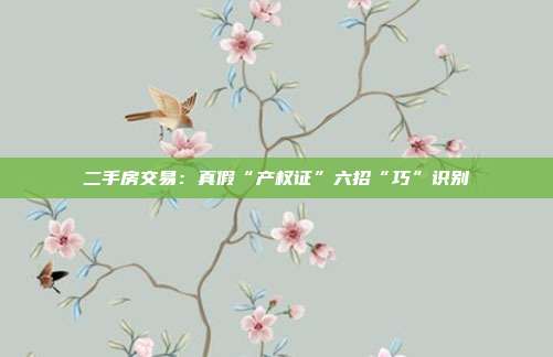 二手房交易:真假“产权证”六招“巧”识别