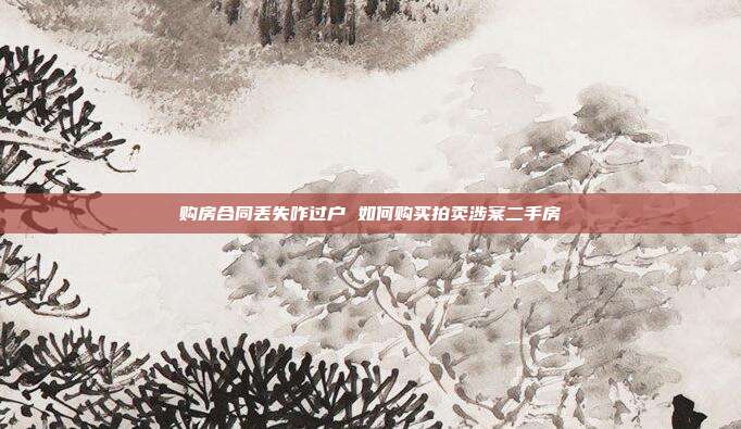 购房合同丢失咋过户 如何购买拍卖涉案二手房