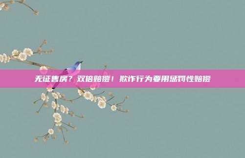 无证售房？双倍赔偿！欺诈行为要用惩罚性赔偿