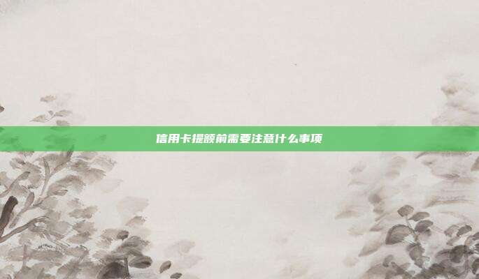 信用卡提额前需要注意什么事项