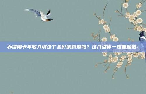 办信用卡年收入填少了会影响额度吗？这几点你一定要知道！