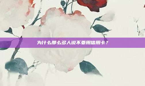 为什么那么多人说不要用信用卡？