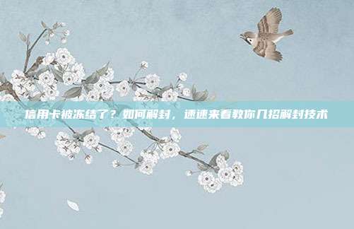 信用卡被冻结了？如何解封，速速来看教你几招解封技术