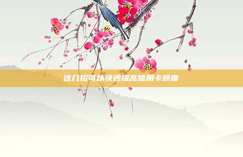 这几招可以快速提高信用卡额度