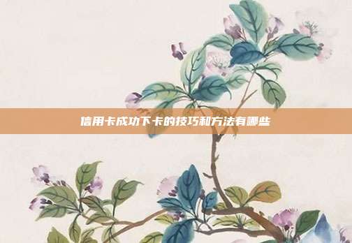 信用卡成功下卡的技巧和方法有哪些