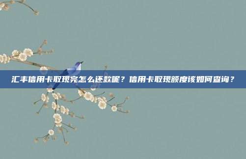 汇丰信用卡取现完怎么还款呢？信用卡取现额度该如何查询？
