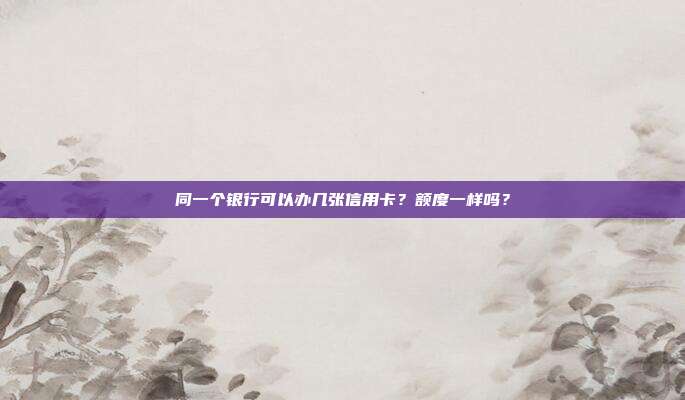 同一个银行可以办几张信用卡？额度一样吗？
