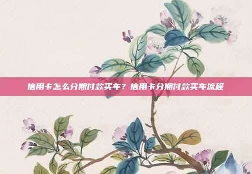 信用卡怎么分期付款买车？信用卡分期付款买车流程