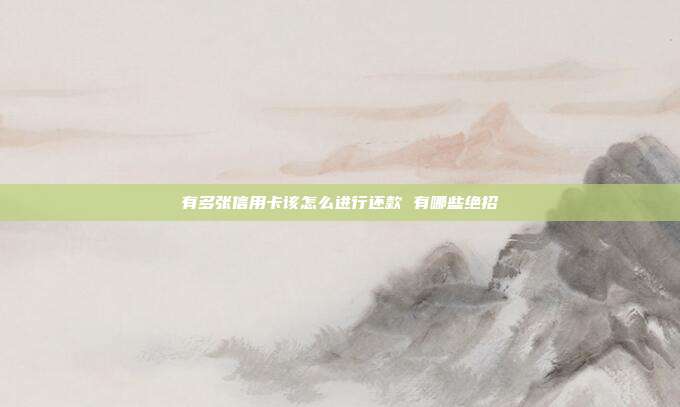 有多张信用卡该怎么进行还款 有哪些绝招