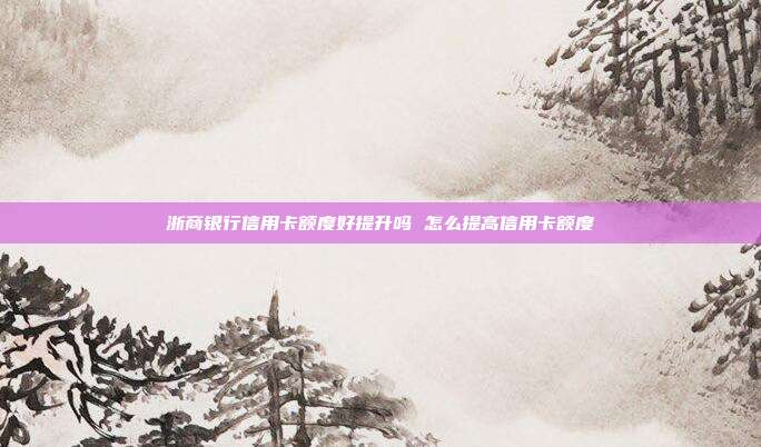 浙商银行信用卡额度好提升吗 怎么提高信用卡额度
