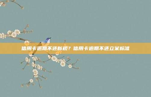 信用卡逾期不还新规？信用卡逾期不还立案标准