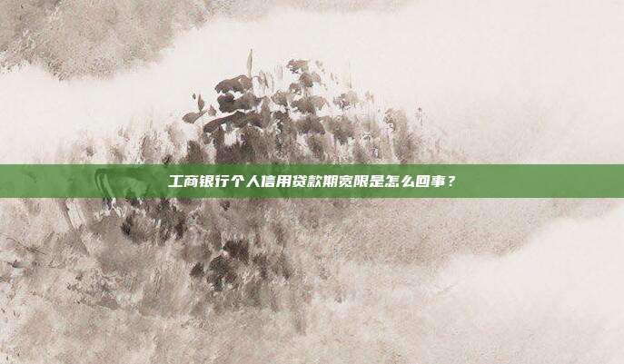 工商银行个人信用贷款期宽限是怎么回事？