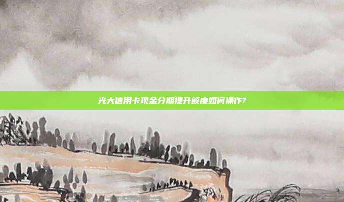 光大信用卡现金分期提升额度如何操作?