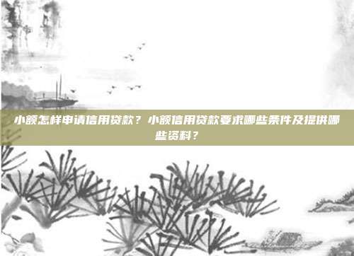 小额怎样申请信用贷款？小额信用贷款要求哪些条件及提供哪些资料？