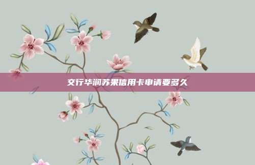 交行华润苏果信用卡申请要多久