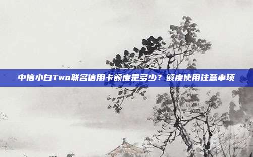 中信小白Two联名信用卡额度是多少？额度使用注意事项