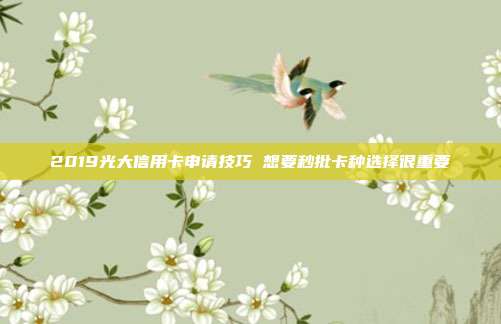 2019光大信用卡申请技巧 想要秒批卡种选择很重要