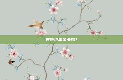 你听过黑金卡吗？