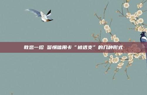 教您一招 警惕信用卡“被透支”的几种形式