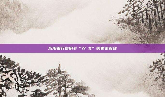巧用银行信用卡“双 11”购物更省钱
