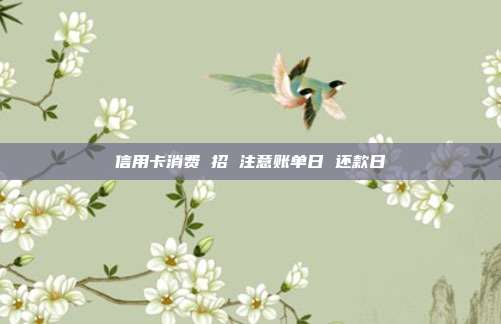 信用卡消费 招 注意账单日 还款日
