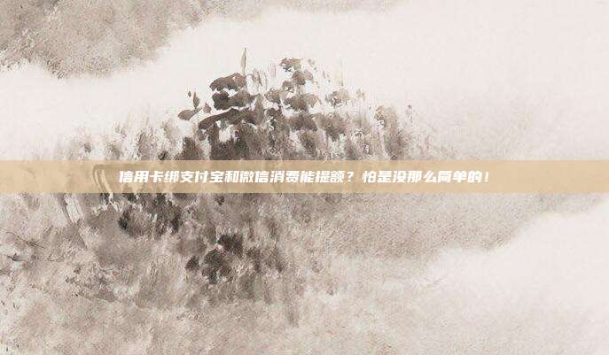 信用卡绑支付宝和微信消费能提额？怕是没那么简单的！