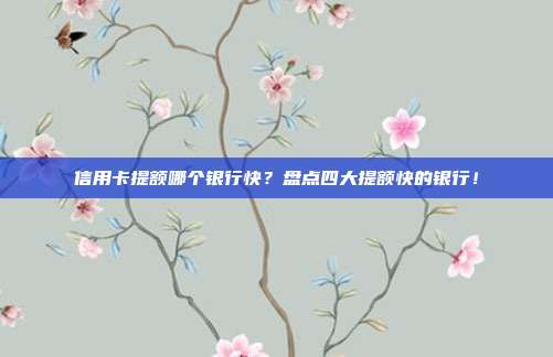 信用卡提额哪个银行快？盘点四大提额快的银行！