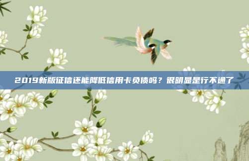 2019新版征信还能降低信用卡负债吗？很明显是行不通了