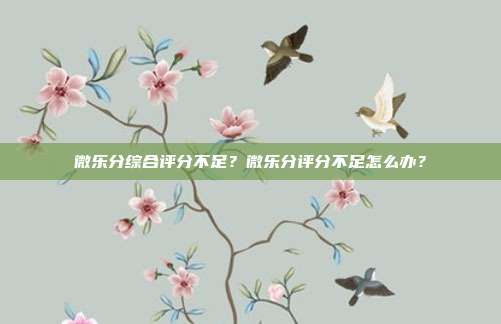 微乐分综合评分不足？微乐分评分不足怎么办？
