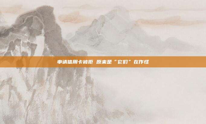 申请信用卡被拒 原来是“它们”在作怪