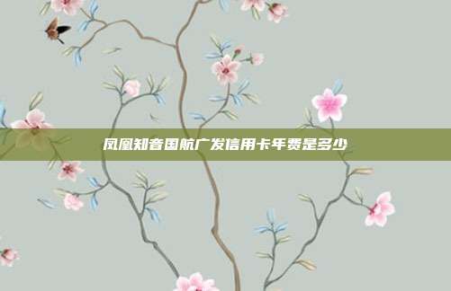 凤凰知音国航广发信用卡年费是多少